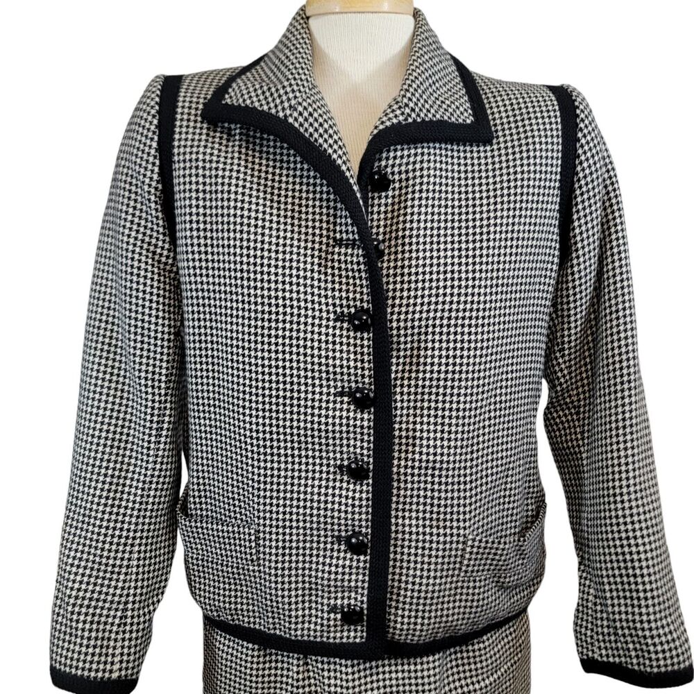 Yves Saint Laurent Suit Womans 36 Black & White Houndstooth Vintage 2 Pc. Suit - Picture 3 of 13